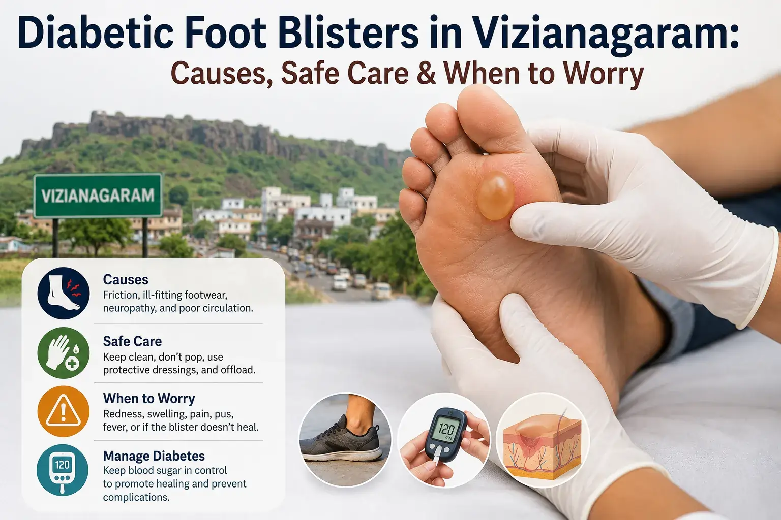 Diabetic foot blisters in Vizianagaram