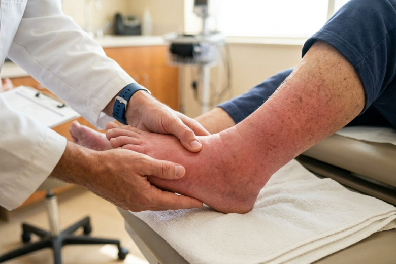 foot swelling sudden diabetic