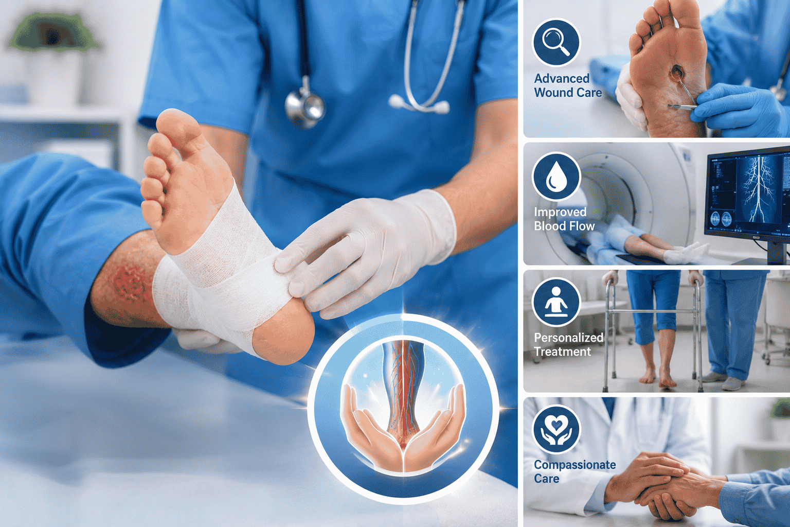 Diabetic foot specialist assessing a patient for limb saving treatments in Jamnagar to avoid amputation