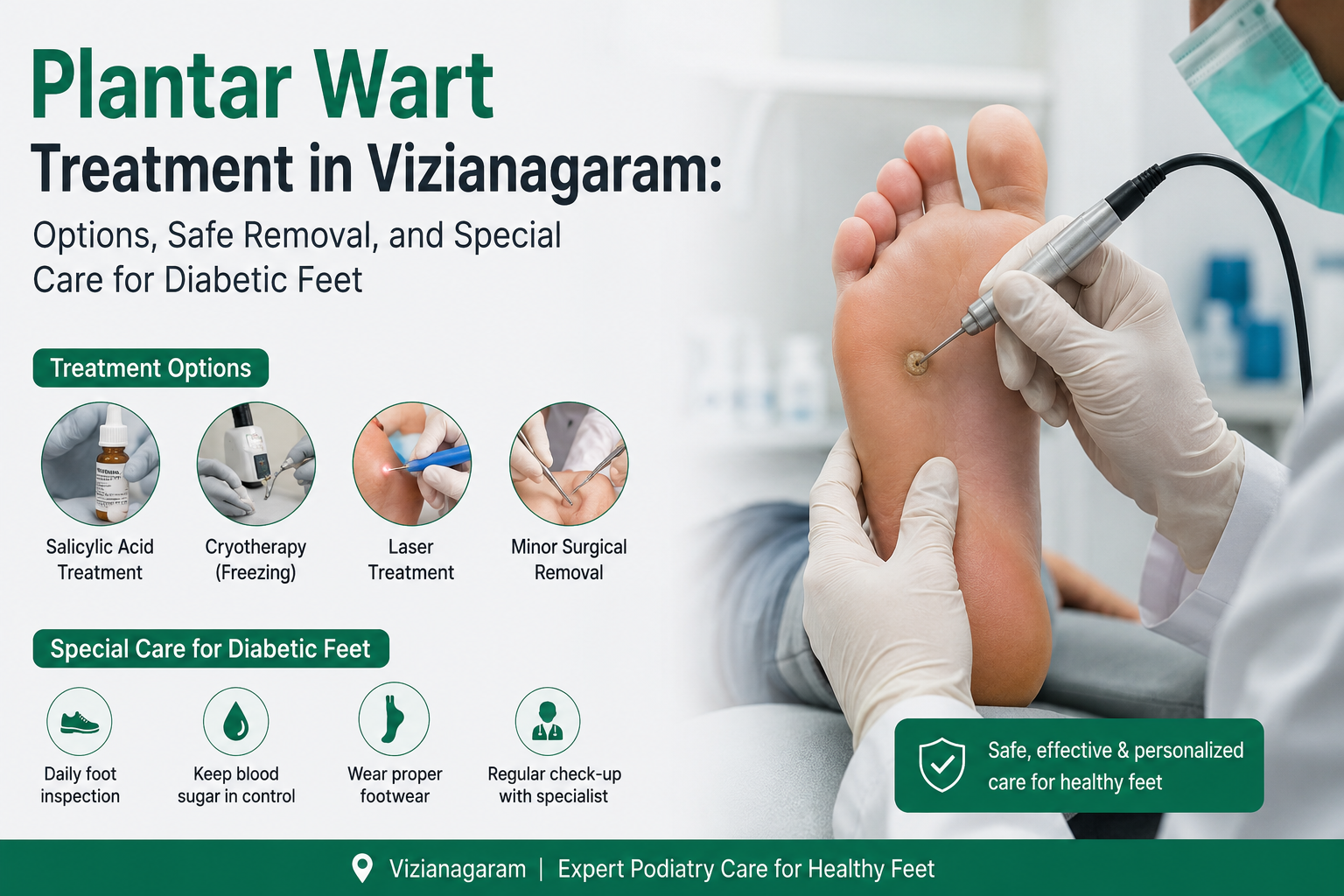 Plantar Wart Treatment in Vizianagaram: Options, Safe Removal, and Special Care for Diabetic Feet